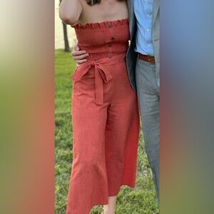 Blue Blush Terracotta Wide Leg Jumpsuit